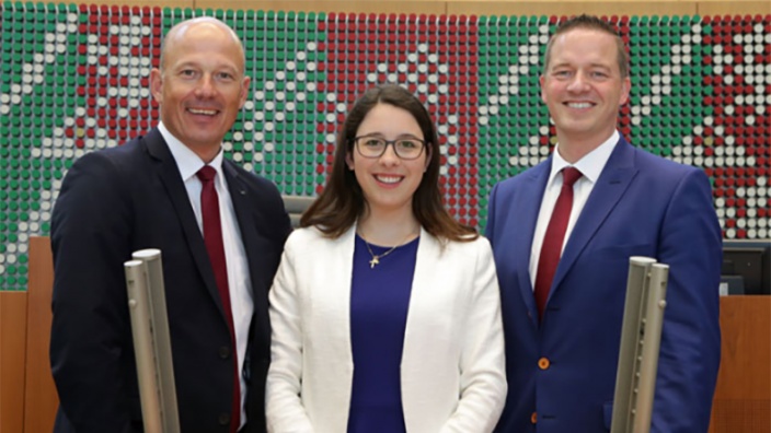 Landtagsabgeordnete Frank Rock, Romina Plonsker und Gregor Golland